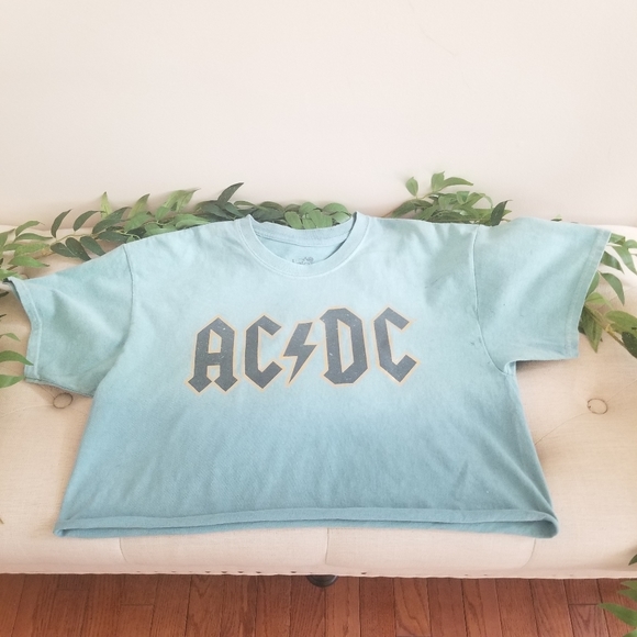 True Vintage | Tops | True Vintage Acdc Crop Top Blue M | Poshmark